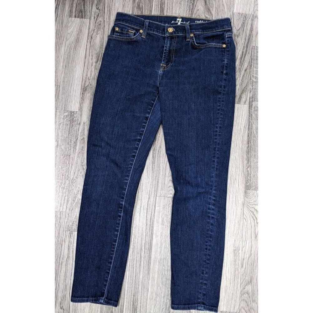 7 For All Mankind Womens Size 27 Cropped Pockets Denim Blue Jeans